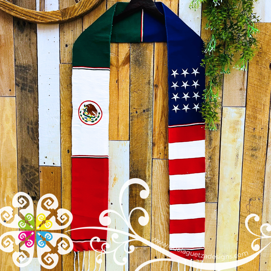 Binational Flag Sarape Graduation Stole