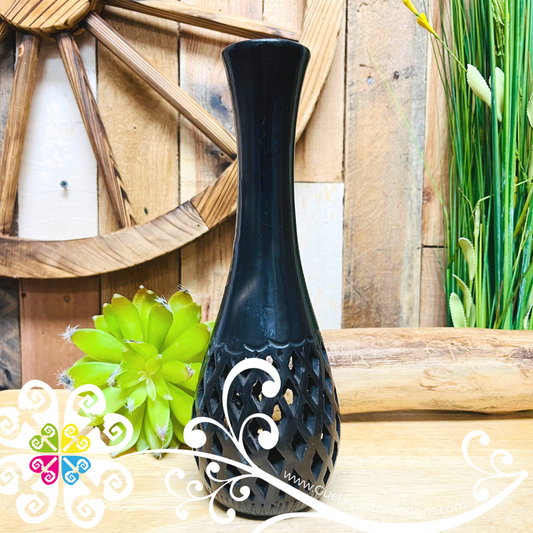 Medium Flamingo Black Clay Vase - Barro Negro Oaxaca