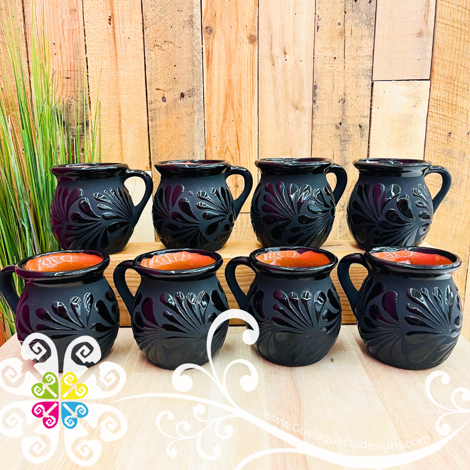Set of Black Espiga Clay Mugs - Set Taza Barro