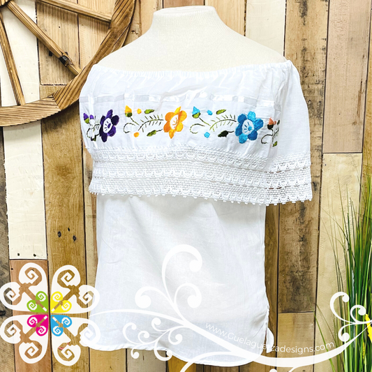White Campesina Embroider - Women Top