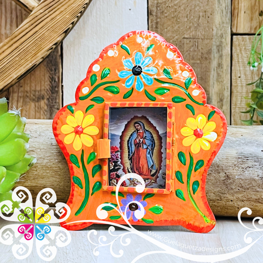 Medium Virgen De Guadalupe Nicho Frame - Hojalata San Miguel Collection
