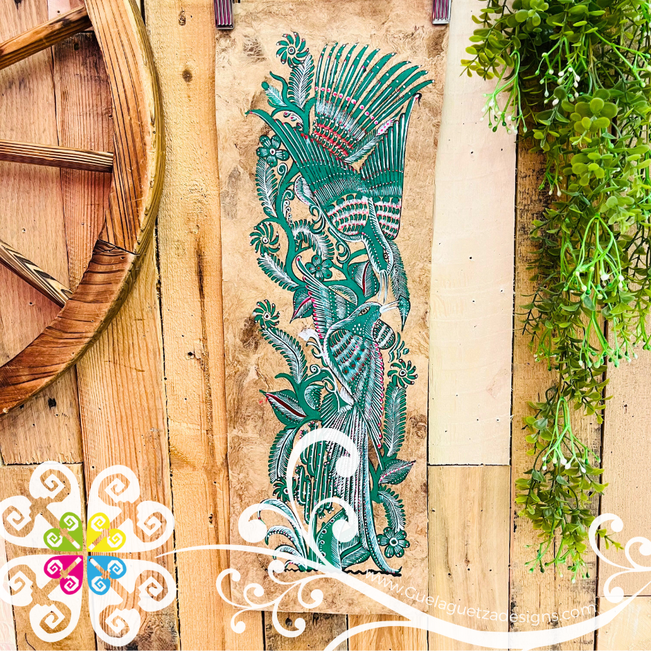 Long Medium Solid Color Fauna Designs - Amate Paintings