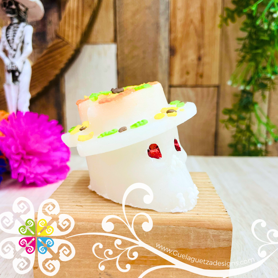 Medium Decorated Sugar Skull con Sombrero - Calaverita de Azucar