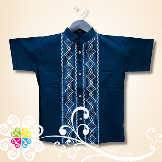 Navy Blue Lace Boy Shirt - Camisa de Niño