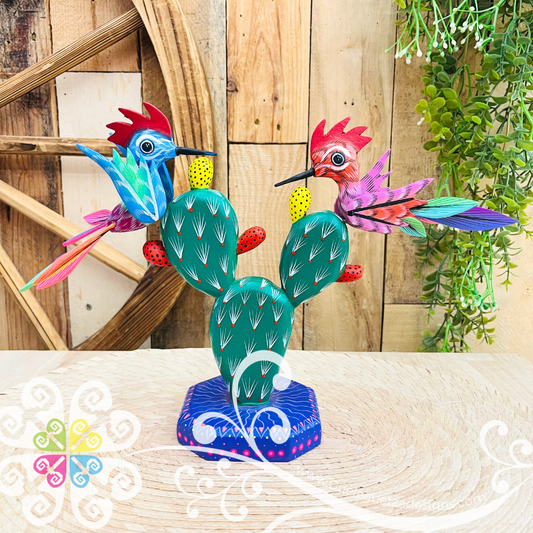 Nopal y Colibris Alebrije - Handcarve Wood Decoration Figure