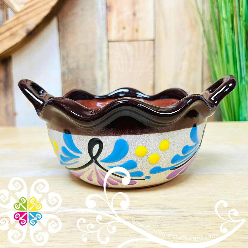 Set of 4 Engobe Small Cazuelita Clay Bowl