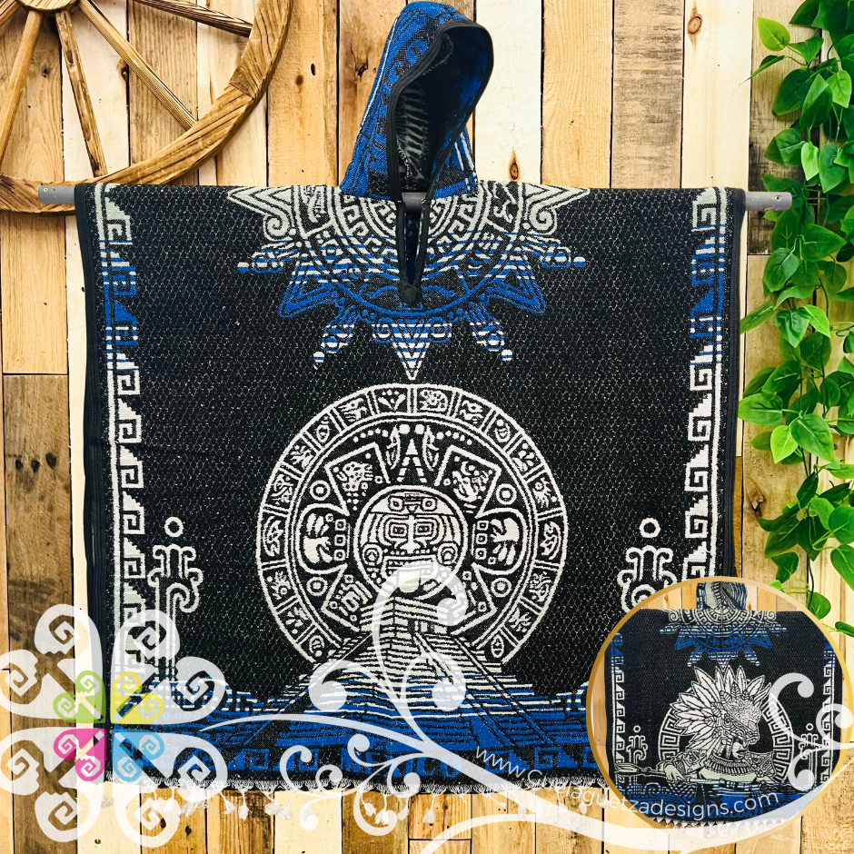 Mayan Calendar Gaban - Men Poncho with Hoodie