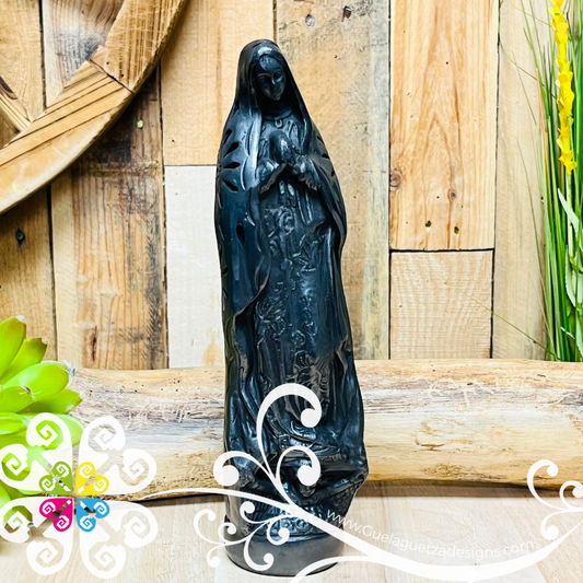 Medium Virgen Guadalupe Statue - Barro Negro Oaxaca