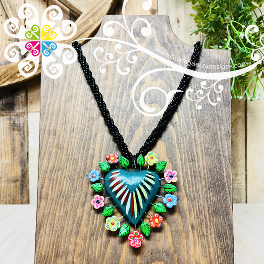 Corazon Floreado Necklace - Corazon de la Vida - Collar Barro Cocido
