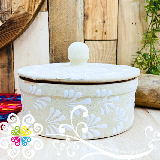 Tortillero Espiga White/Engobe - Barro Mexicano