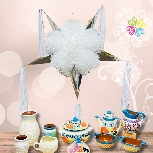 Extra Large White Fiesta Piñata - Mexican Fiesta Decor