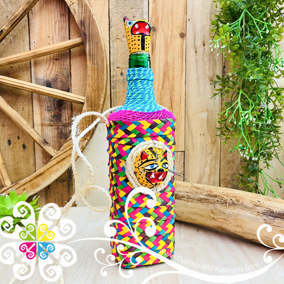 Jaguar Palma Glass Bottle Container - Mexican Home and Kitchen