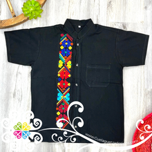 Black Spring Stripe Shirt - Embroider Men Shirt