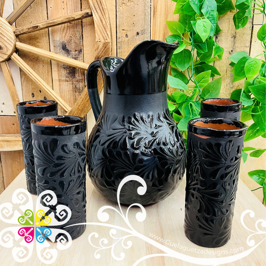 Black Espiga Pato Pitcher Set - 4 Cups