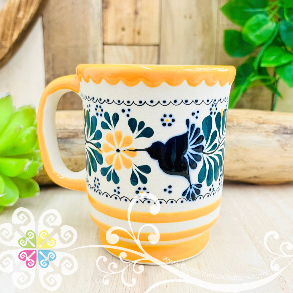 Yellow Taza Capuchino Colibri - Barro Alta Temperatura - Single Clay Mug