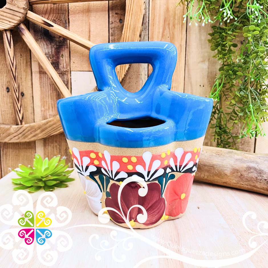 Blue Turquoise Flores Utensil Holder - Spoon Holder