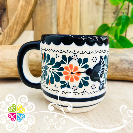 Navy Blue Colibri Taza Cafetera - Barro Alta Temperatura - Single Clay Mug