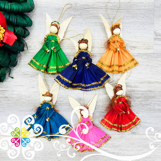 Set of 6 - Angel Corn Husk Ornaments