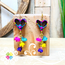 Multicolor Heart - Palm Earrings