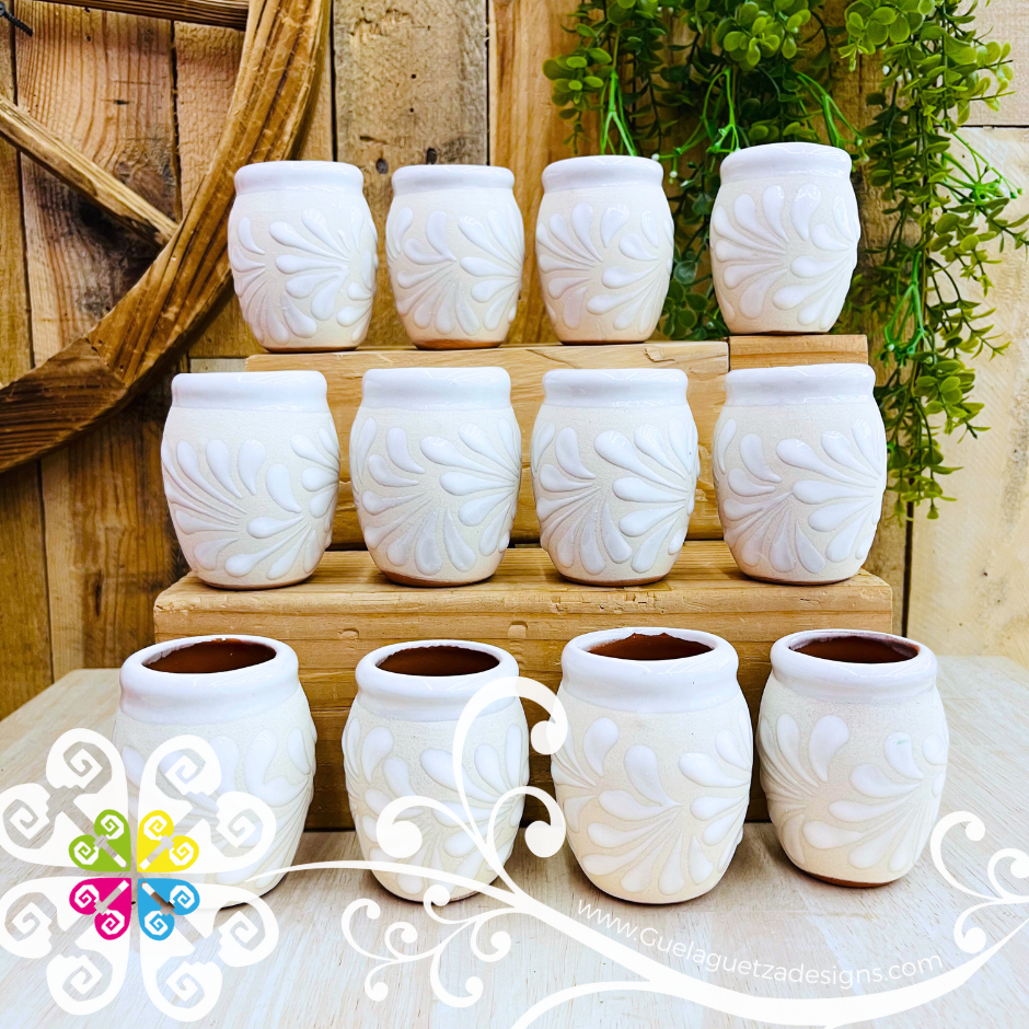Engobe/White Tequilero Plumeado Set - Clay Tequilero Set