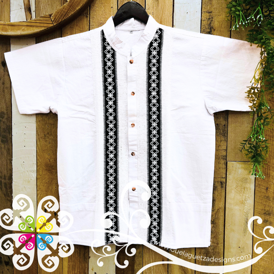 White Pepita Guayabera - Men Shirt