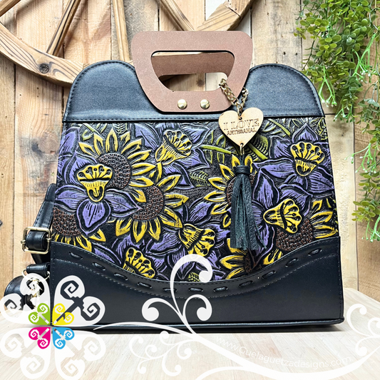 Wood Handle Purse - Vegan Leather