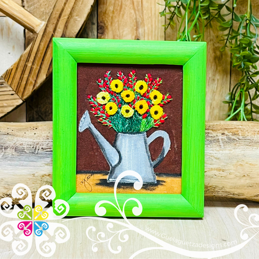 Planter - Embroidered Wood Frame