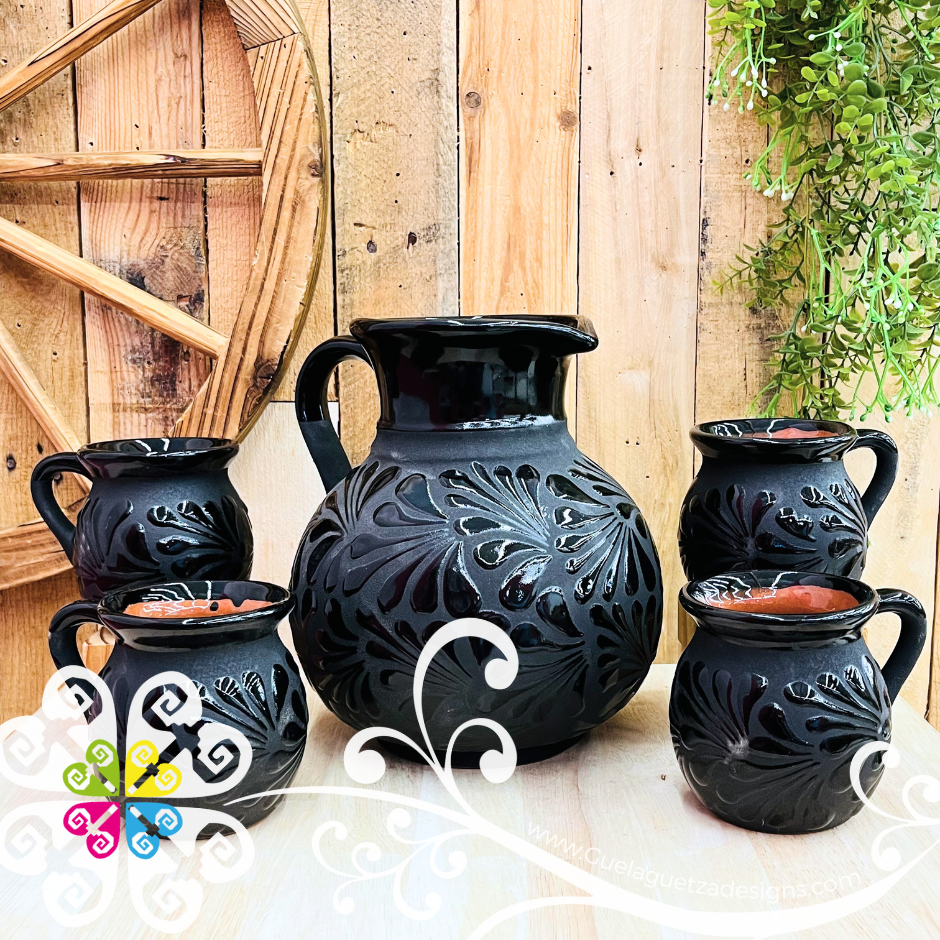 Black Espiga Bola Pitcher Set - 4 Mugs