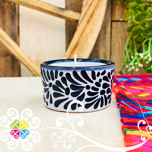Small Black Talavera Candle - Artisan Candles