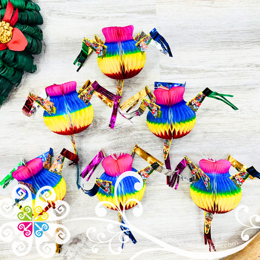 Set of 6 Piñata Ornaments - Mexican Ornaments