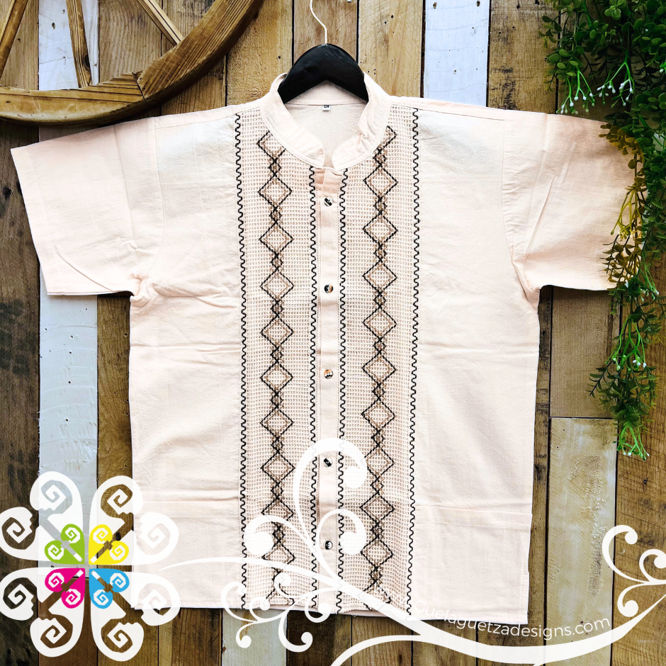 Plus Size Beige Lace Men Guayabera - Men Shirt