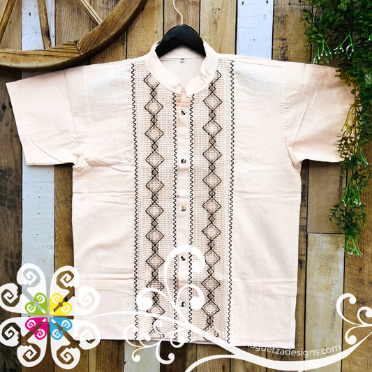 Plus Size Beige Lace Men Guayabera - Men Shirt