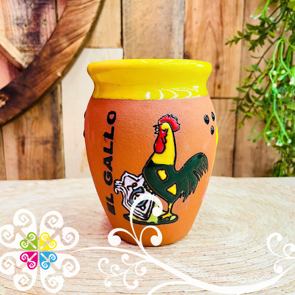 1- El Gallo Cantarito LoteriaMX - Single Clay Cantarito