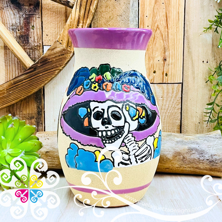 Lilac Catrina Ovulo Vase - Mexican Home Décor