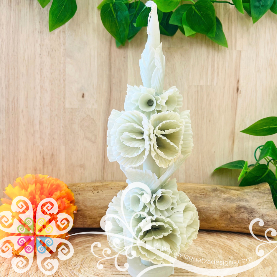 Large Seafoam Green Vela Escamada Banderilla Elegancia Artesanal- Artisan Candles Vedesa