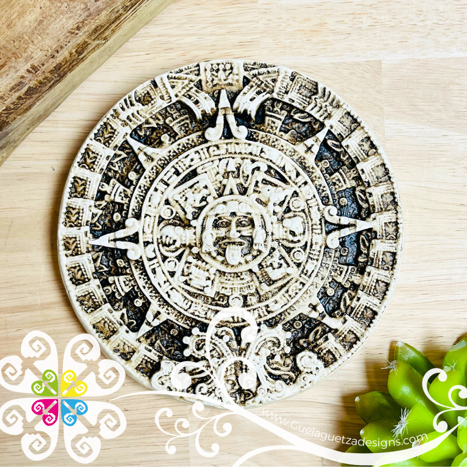 Medium Calendario Azteca - Yeso Figurine