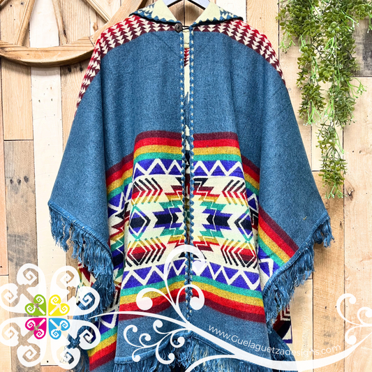 Peruvian Poncho - Men Poncho with Hoodie