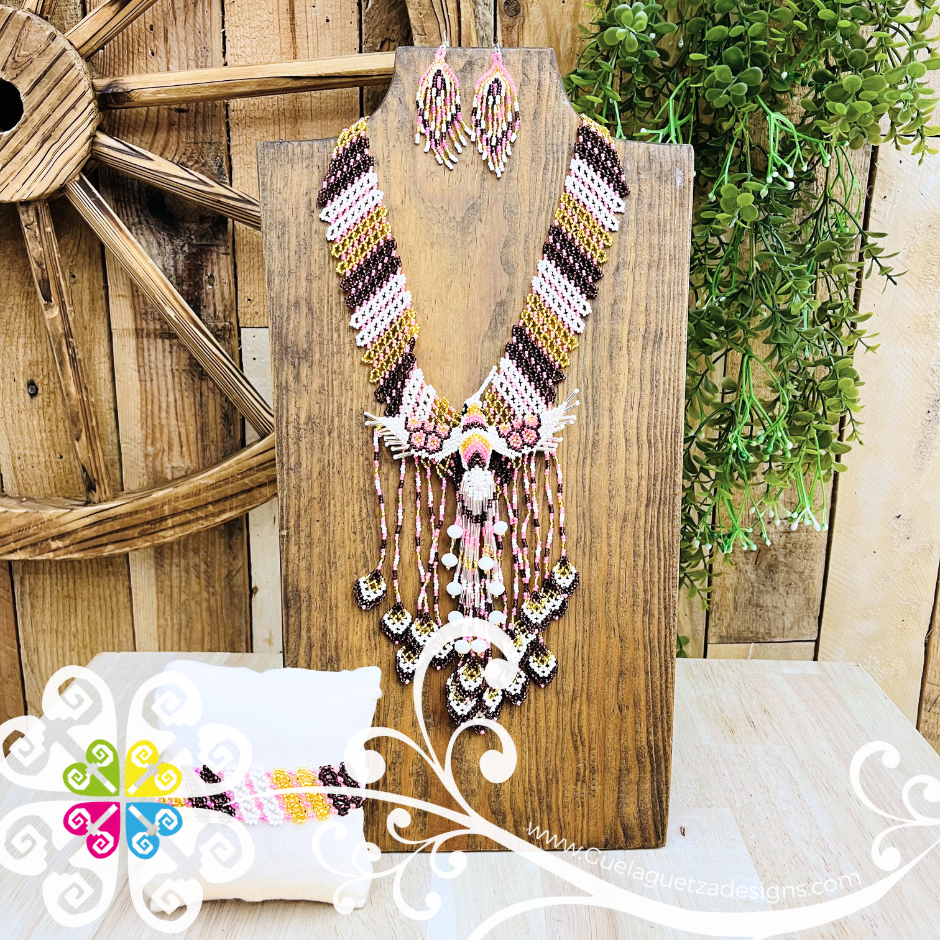Flying Hummingbird Beaded Necklace Set