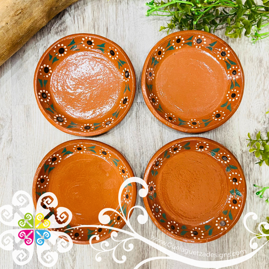 Set of 4 Small Pastelero Capula Traditional Plate - Set Capula Sencillo Clay Plate