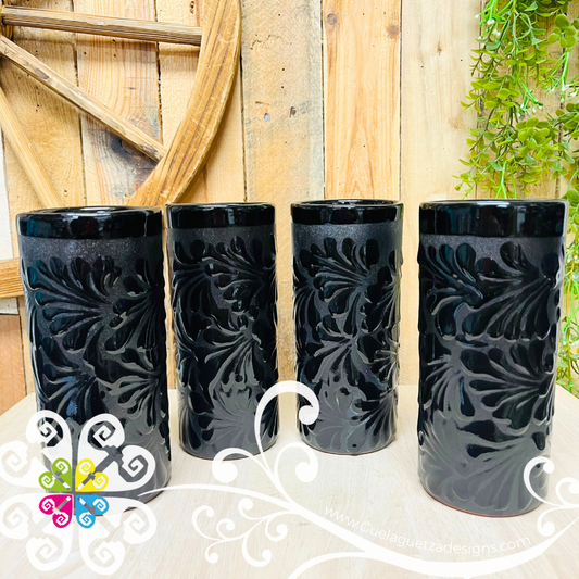 Set of Black Espiga Plumeado Cup - Set Clay Cup