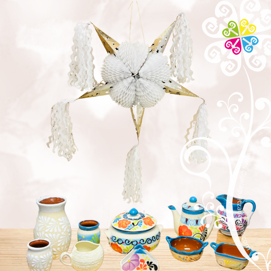 Medium White Fiesta Piñata - Mexican Fiesta Decor