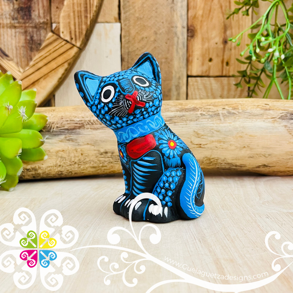 Happy Cat Hand-painted Clay Figure