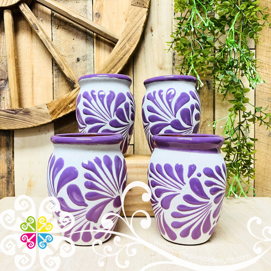 Set of Lilac Espiga Plumeado Cantarito Cup - Set Clay Cantarito