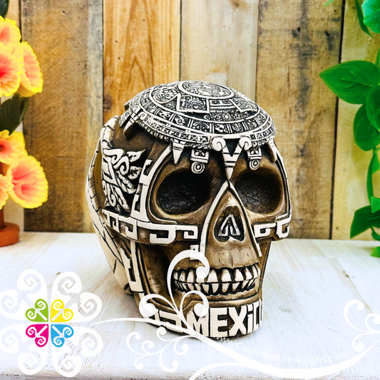 Large Azteca- Artisan Day of Dead Resin Skull