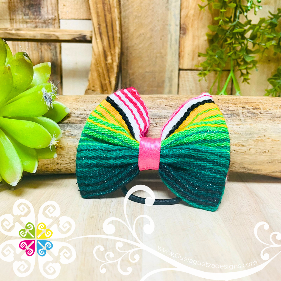 Rainbow Sarape Hair Bow - Hair Bow with Elastic