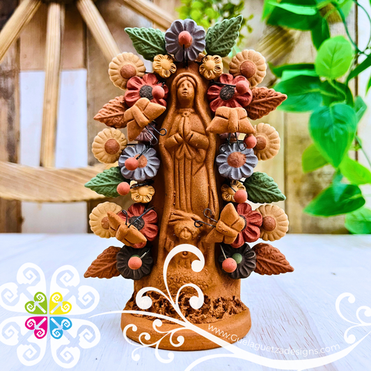 Small Colores Virgen de Guadalupe Home Decor - Barro Metepec