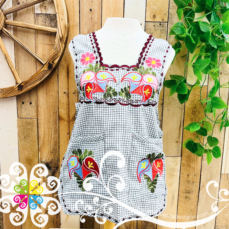 Beige Escapulario Embroider Apron - Mandil Artesanal
