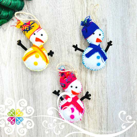 Set of 6 Cambray Snowmen - Mexican Ornaments