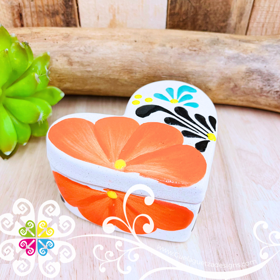 Flower Heart Clay Box - Jewelry Box - Alajero Corazon
