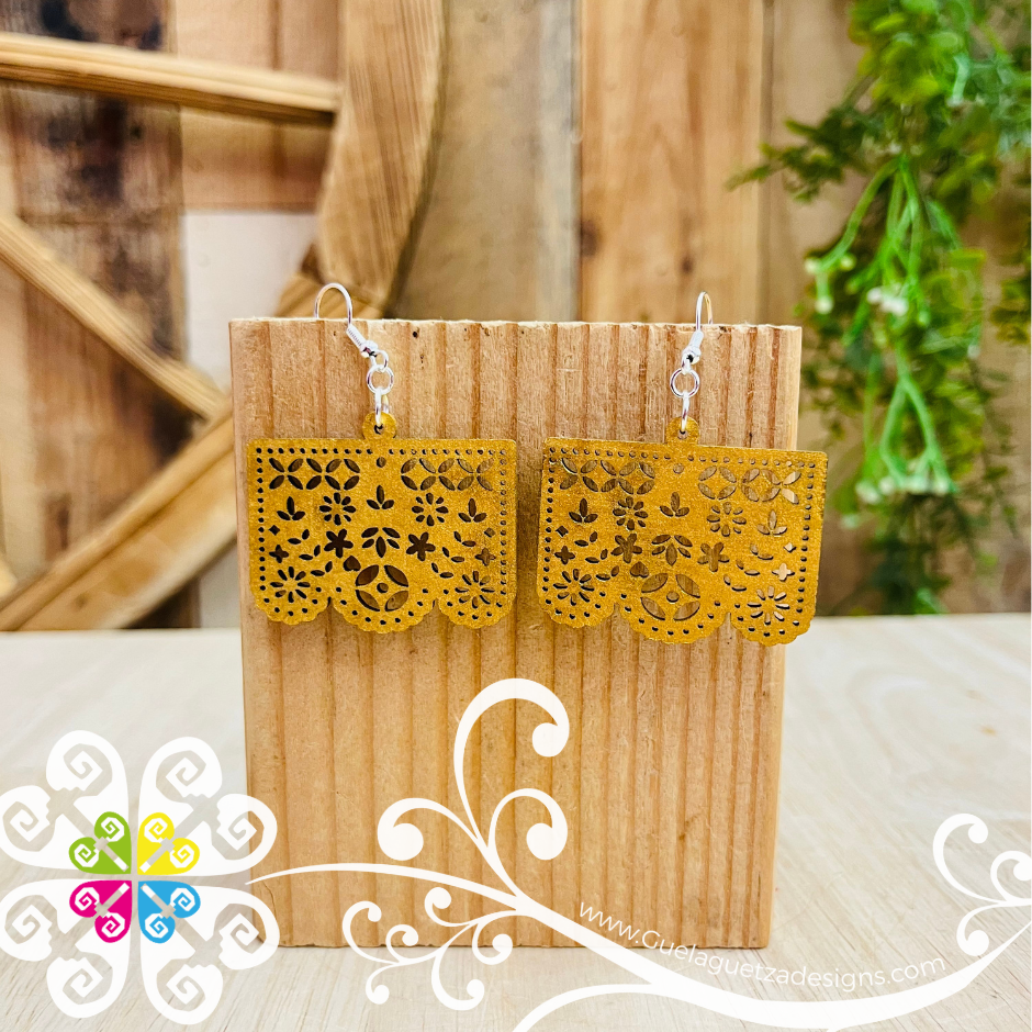 Small Papel Picado Wood Earrings - Wood Earrings